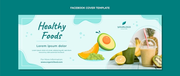 Kostenlose Vektor flaches essen facebook-cover-vorlage