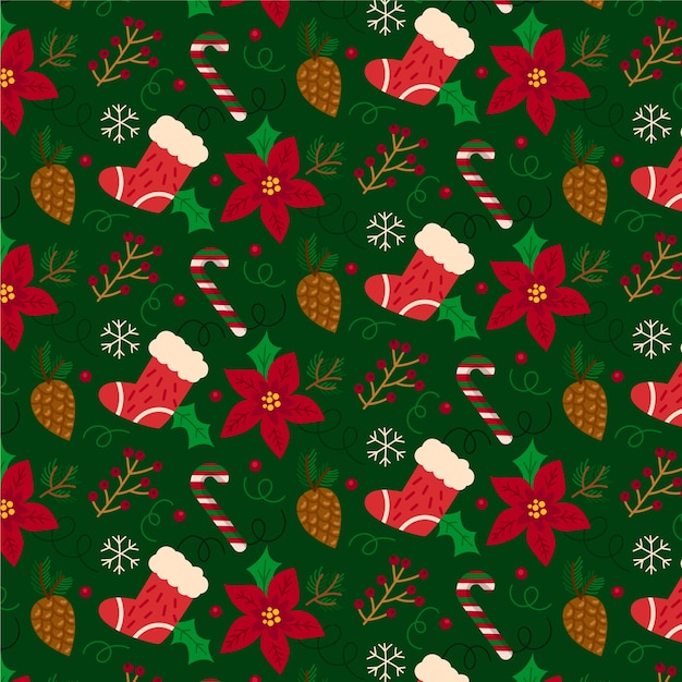 Flaches Weihnachtsmusterdesign