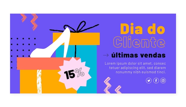 Flat dia do cliente horizontale Banner-Vorlage