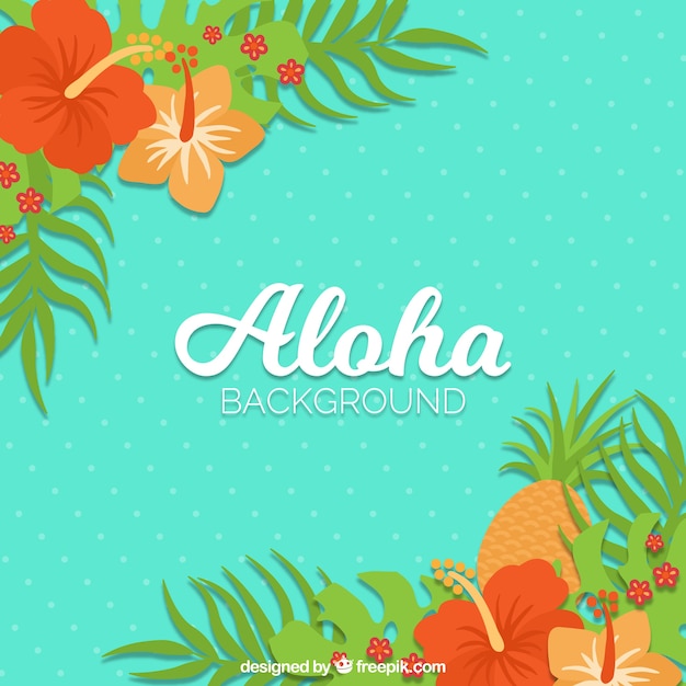 Kostenlose Vektor flat pinapple aloha hintergrund