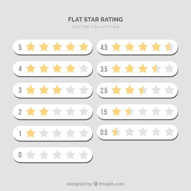 Kostenlose Vektor flat start rating sammlung