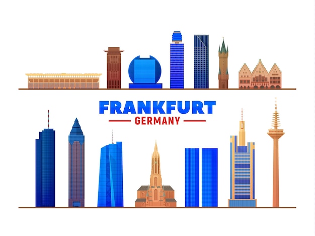 Kostenloser Vektor frankfurter skyline deutschland vektorillustrationsbild für präsentationsbanner-website