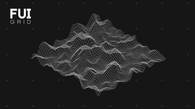 Kostenlose Vektor fui gui 3d-vektorlandschaft scan grid abstrakter futuristischer hintergrund scifi-hitech-design