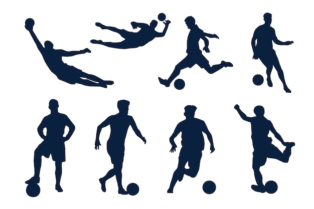 Kostenloser Vektor fußballspieler-silhouetteillustration des flachen designs