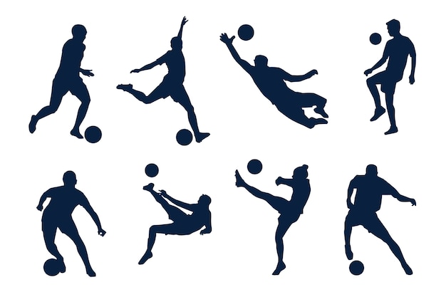 Kostenloser Vektor fußballspieler-silhouetteillustration des flachen designs