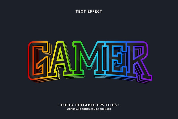 Kostenloser Vektor gamer-texteffekt