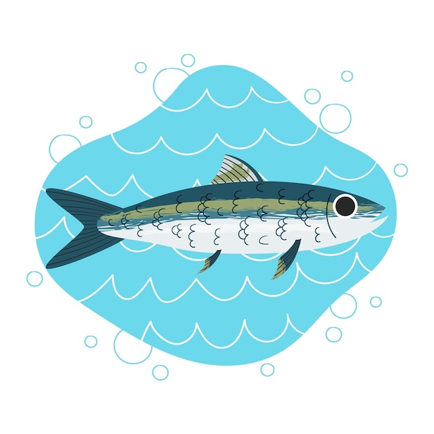 Gezeichnete köstliche Sardinenillustration