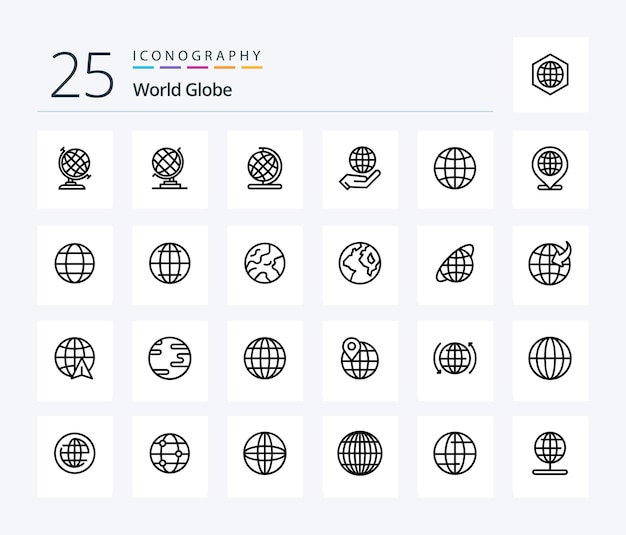 Kostenlose Vektor globe 25 line icon pack inklusive earth internet globus globus internet