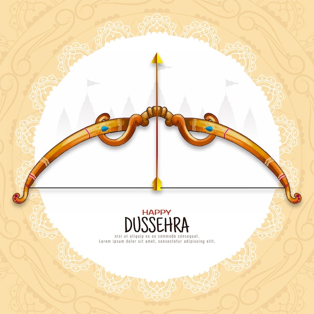 Kostenlose Vektor glückliche dussehra kulturelle hindu-festival-karte mit bogen-design