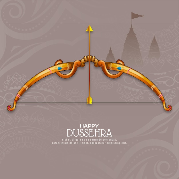 Kostenlose Vektor glückliche dussehra kulturelle hindu-festival-karte mit bogen-design