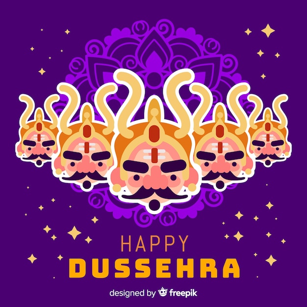 Kostenlose Vektor glücklicher dussehra hintergrund in der flachen art