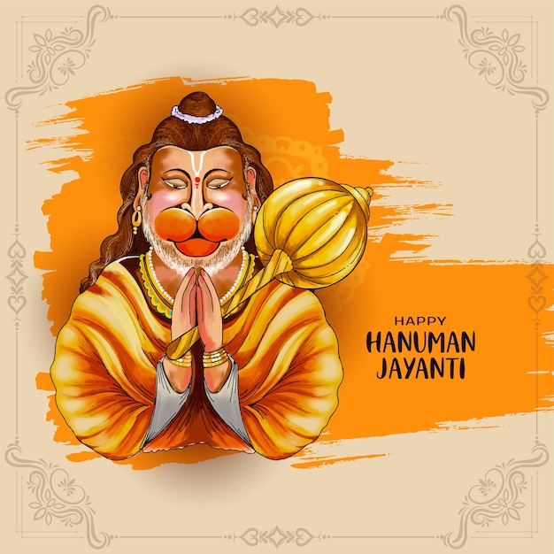 Kostenloser Vektor glückliches hanuman jayanti hindu-festival-feiern-karten-design