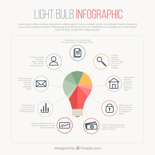 Kostenlose Vektor glühbirne infografik in flachen stil