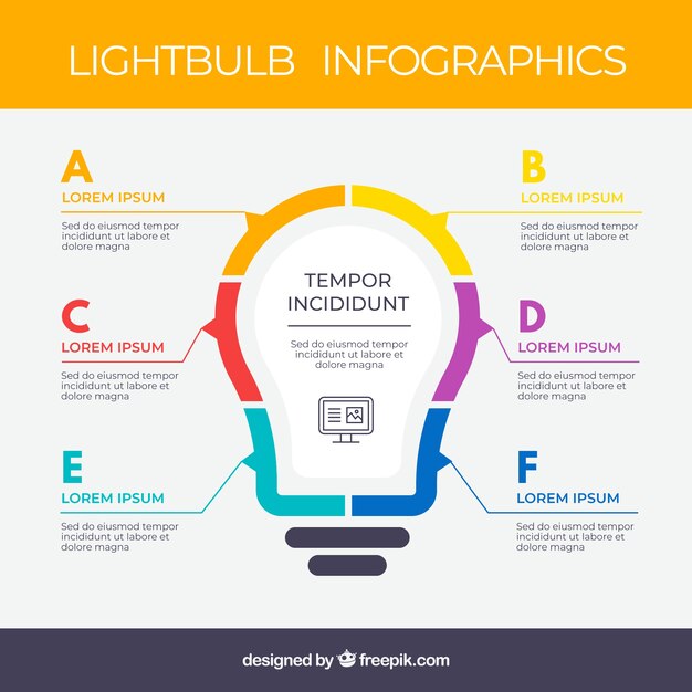 Glühlampe infographic im flachen Design