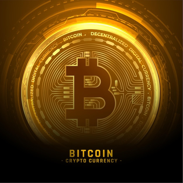 Goldener Bitcoin-Kryptowährungs-Münzhintergrund