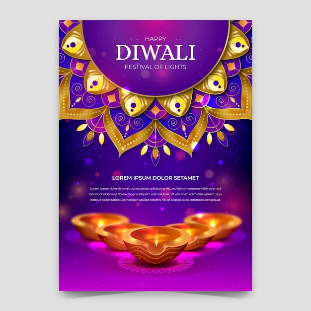 Kostenloser Vektor gradient diwali festival vertikale plakatvorlage