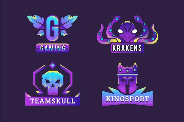 Kostenloser Vektor gradient esports gaming logo sammlung