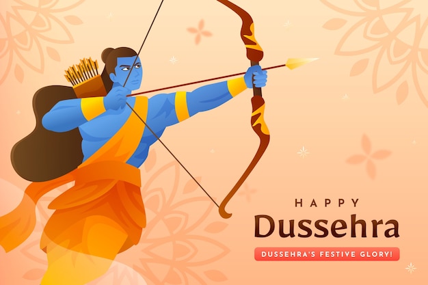 Kostenlose Vektor gradient-hintergrund für die feier des dussehra-festivals