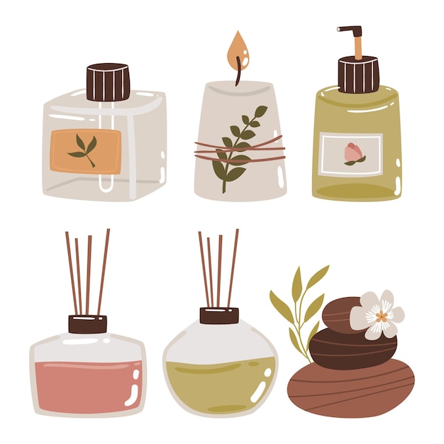 Hand gezeichnete Aromatherapie-Element-Sammlung