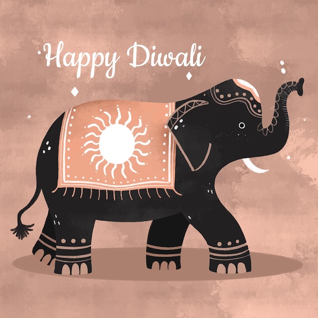 Hand gezeichnete Elefant Diwali Feier