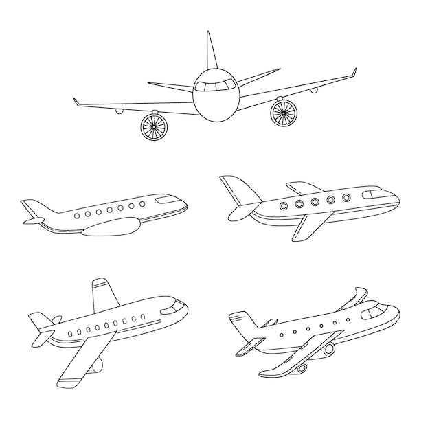 Kostenlose Vektor hand gezeichnete flugzeugentwurfsillustration