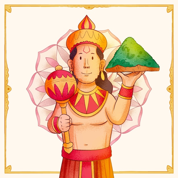 Kostenloser Vektor hand gezeichnete hanuman jayanti illustration