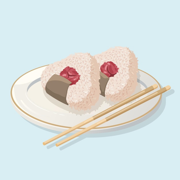 Kostenlose Vektor hand gezeichnete umeboshi onigiri illustration