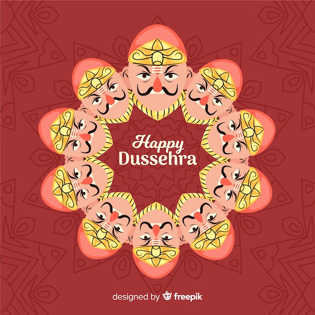 Kostenlose Vektor hand gezeichneter glücklicher dussehra hintergrund