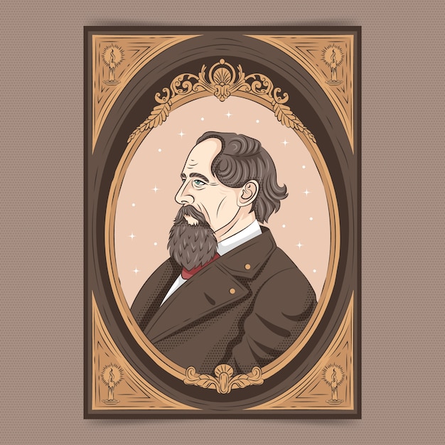 Kostenloser Vektor handarbeitete illustration von charles dickens