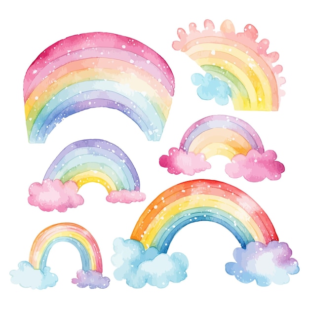 Handgezeichnete Aquarell-Pastellfarben-Regenbogen-Clipart