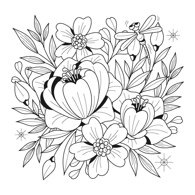 Kostenloser Vektor handgezeichnete blumenillustration