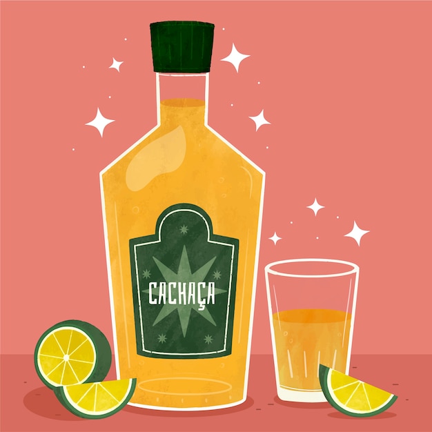 Kostenlose Vektor handgezeichnete erfrischende cachaça-illustration