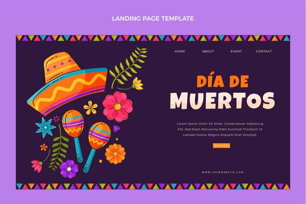 Handgezeichnete flache Design-Dia de Muertos-Landingpage