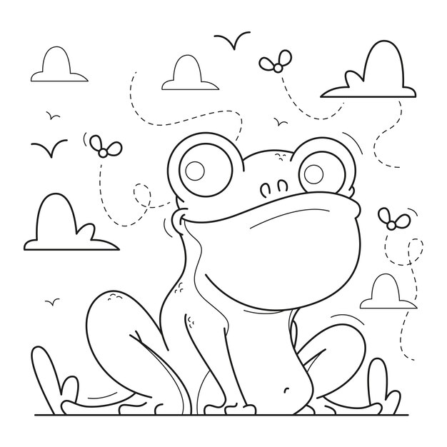 Handgezeichnete Frosch-Umrissillustration