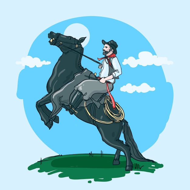 Kostenlose Vektor handgezeichnete gaucho-cowboy-illustration