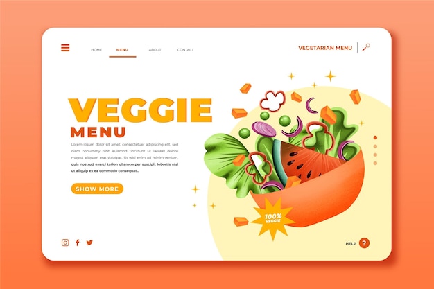 Kostenlose Vektor handgezeichnete gemüsemenü-landingpage