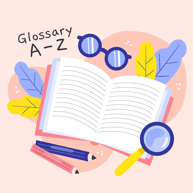 Kostenloser Vektor handgezeichnete glossarillustration