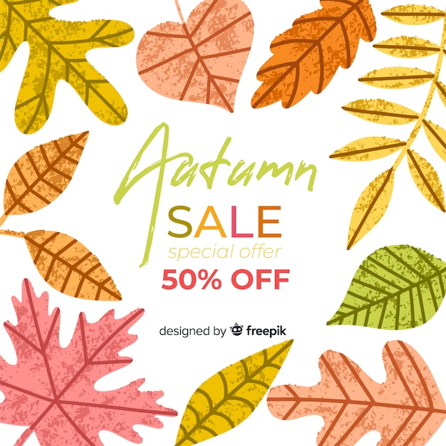 Kostenlose Vektor handgezeichnete herbst sale banner