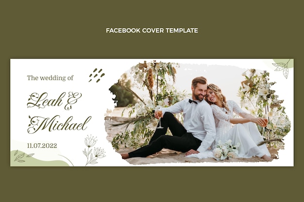 Handgezeichnete Hochzeits-Facebook-Cover-Vorlage