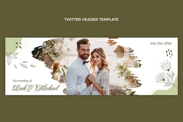 Handgezeichnete Hochzeitstwitter-Header-Vorlage