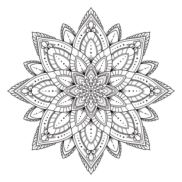 Handgezeichnete Mandala-Lotusblumenzeichnung