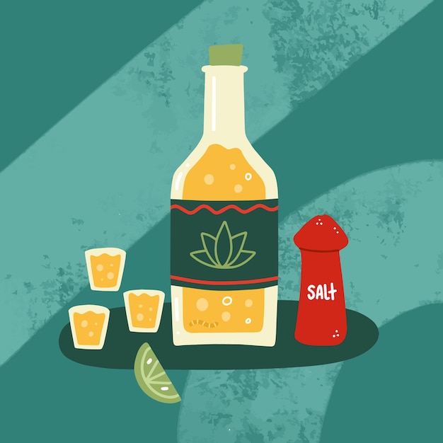 Kostenlose Vektor handgezeichnete mezcal-illustration