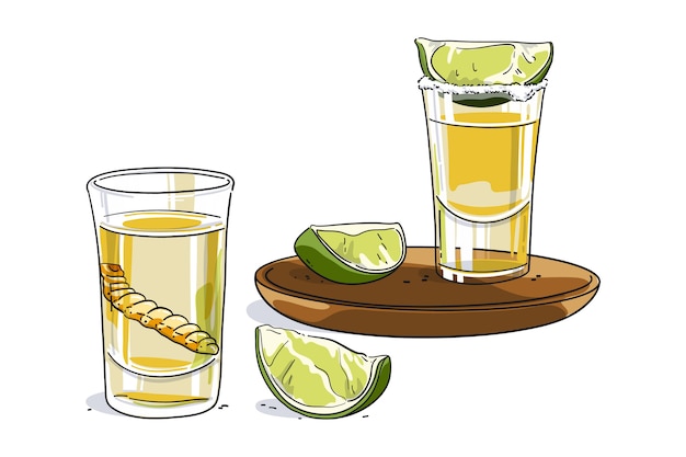 Kostenlose Vektor handgezeichnete mezcal-illustration