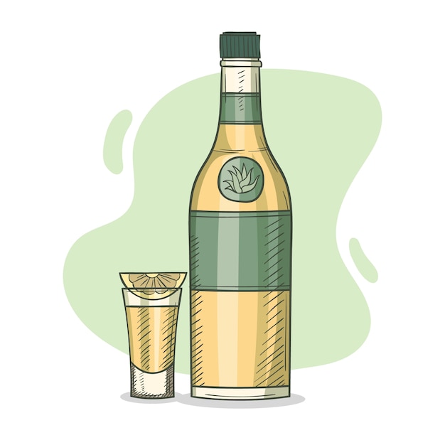 Kostenlose Vektor handgezeichnete mezcal-illustration