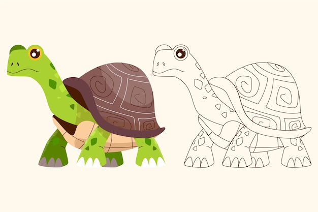 Kostenloser Vektor handgezeichnete schildkröten-umrissillustration