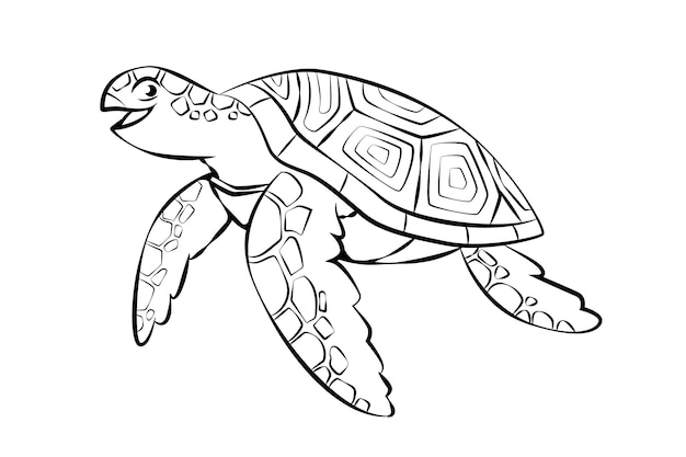 Kostenloser Vektor handgezeichnete schildkröten-umrissillustration