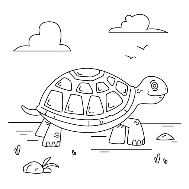 Kostenloser Vektor handgezeichnete schildkröten-umrissillustration