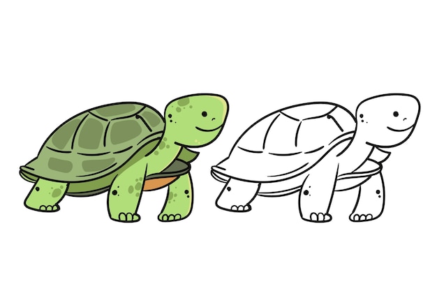 Kostenloser Vektor handgezeichnete schildkröten-umrissillustration