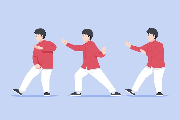 Kostenlose Vektor handgezeichnete tai-chi-illustration