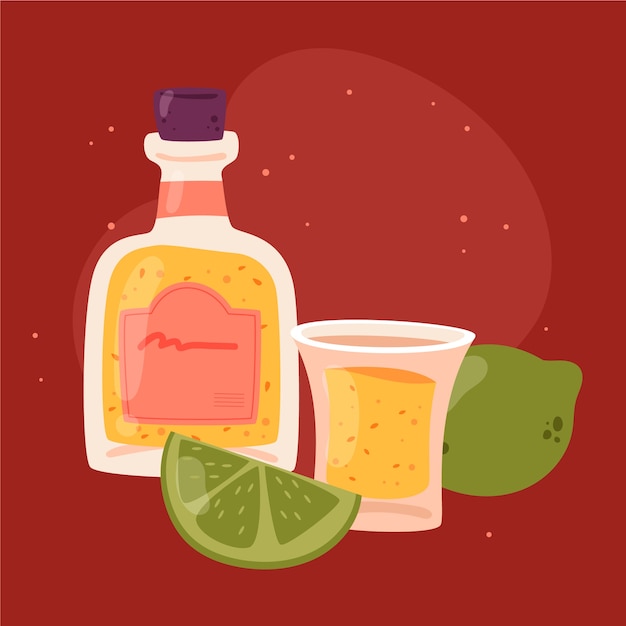 Kostenlose Vektor handgezeichnete tequila-schuss-illustration